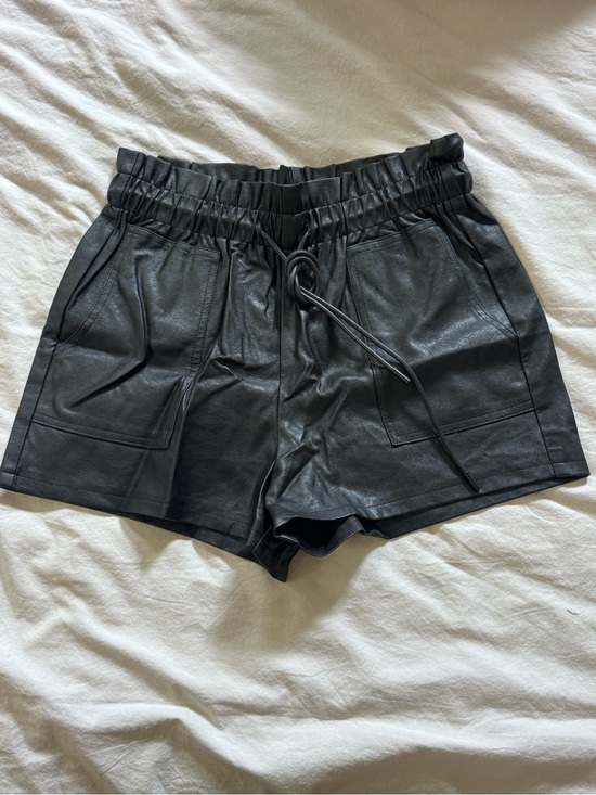colina Pants - Colina Faux Leather High-Waist Drawstring Pocket Shorts